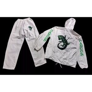 VTG 90’s Cancun Mexico Iguana elastic white pants Small one pocket cotton